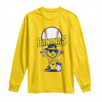 Cool Banana Playing Baseball Long Sleeve Shirt Funny Fruit Sports Gift - Wonder Print Shop