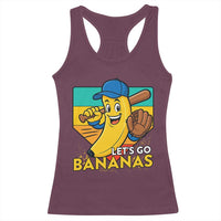 Lets Go Bananas Racerback Tank Top Funny Banana Baseball Fruit Sports Gift - Wonder Print Shop