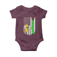 Banana Playing Baseball Lover Baby Onesie Retro American Flag - Wonder Print Shop