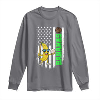 Banana Playing Baseball Lover Long Sleeve Shirt Retro American Flag - Wonder Print Shop