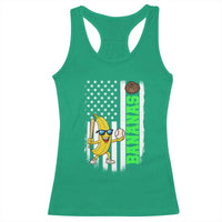 Banana Playing Baseball Lover Racerback Tank Top Retro American Flag - Wonder Print Shop