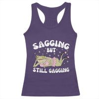Funny Sagging But Still Gagging Racerback Tank Top Sarcastic Frog Humor - Wonder Print Shop