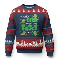 Just A Girl Who Loves Frogs Gift Ugly Christmas Sweater - Wonder Print Shop