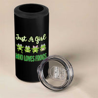 Just A Girl Who Loves Frogs 4 in 1 Can Cooler Tumbler Frog Lover