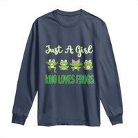Just A Girl Who Loves Frogs Long Sleeve Shirt Frog Lover - Wonder Print Shop