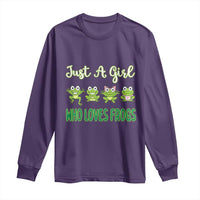 Just A Girl Who Loves Frogs Long Sleeve Shirt Frog Lover - Wonder Print Shop