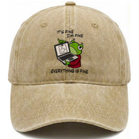 It Is Fine I Am Fine Everything Is Fine Washed Cotton Baseball Cap Attitude Frog