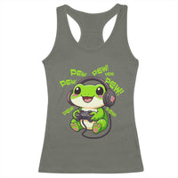 Funny Frog Playing Video Game Gift Racerback Tank Top - Wonder Print Shop