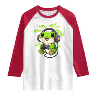 Funny Frog Playing Video Game Gift Raglan Shirt - Wonder Print Shop