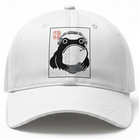 Grumpy Frog Gamer Japanese Ink Painting Baseball Cap