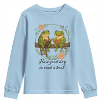 It Is A Good Day To Read A Book Youth Sweatshirt Frog Book Lover - Wonder Print Shop
