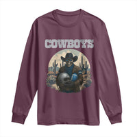 Skeleton Cowboy Football Player Long Sleeve Shirt Western Fan Gift - Wonder Print Shop