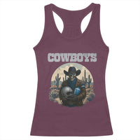 Skeleton Cowboy Football Player Racerback Tank Top Western Fan Gift - Wonder Print Shop