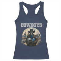 Skeleton Cowboy Football Player Racerback Tank Top Western Fan Gift - Wonder Print Shop