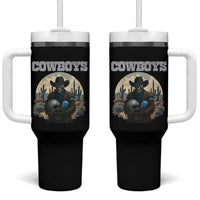 Skeleton Cowboy Football Player Tumbler With Handle Western Fan Gift - Wonder Print Shop
