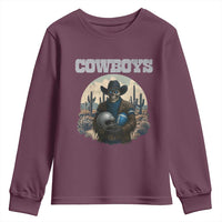 Skeleton Cowboy Football Player Youth Sweatshirt Western Fan Gift - Wonder Print Shop