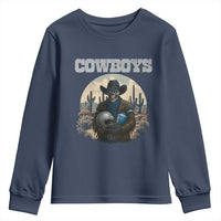 Skeleton Cowboy Football Player Youth Sweatshirt Western Fan Gift - Wonder Print Shop