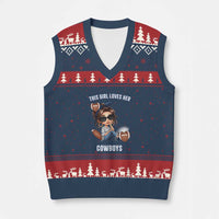 This Girl Loves Her Cowboys V-Neck Knit Sweater Vest Game Day Gift For Fans - Wonder Print Shop