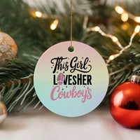 Funny Football Fan Gift Ceramic Ornament This Girl Loves Her Cowboys - Wonder Print Shop