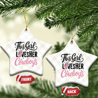 Funny Football Fan Gift Ceramic Ornament This Girl Loves Her Cowboys - Wonder Print Shop