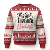 Funny Football Fan Gift Ugly Christmas Sweater This Girl Loves Her Cowboys - Wonder Print Shop