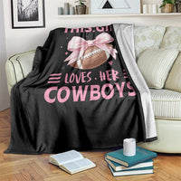 This Girl Loves Her Cowboys Throw Blanket Pink Bow Football Fan Gift - Wonder Print Shop