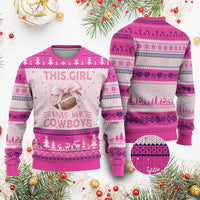 This Girl Loves Her Cowboys Ugly Christmas Sweater Pink Bow Football Fan Gift - Wonder Print Shop