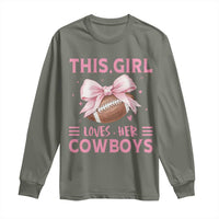 This Girl Loves Her Cowboys Long Sleeve Shirt Pink Bow Football Fan Gift - Wonder Print Shop