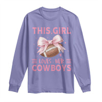 This Girl Loves Her Cowboys Long Sleeve Shirt Pink Bow Football Fan Gift - Wonder Print Shop