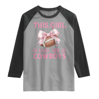 This Girl Loves Her Cowboys Raglan Shirt Pink Bow Football Fan Gift - Wonder Print Shop