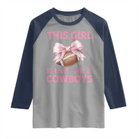 This Girl Loves Her Cowboys Raglan Shirt Pink Bow Football Fan Gift - Wonder Print Shop