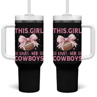 This Girl Loves Her Cowboys Tumbler With Handle Pink Bow Football Fan Gift - Wonder Print Shop