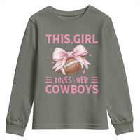 This Girl Loves Her Cowboys Youth Sweatshirt Pink Bow Football Fan Gift - Wonder Print Shop