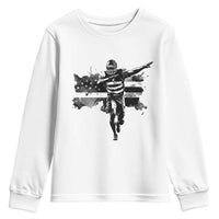 Patriotic Football Dab Youth Sweatshirt American Flag Sports Fan Gift - Wonder Print Shop