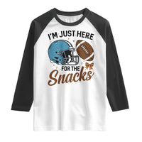 Im Just Here For The Snacks Raglan Shirt Bow Football Lover - Wonder Print Shop