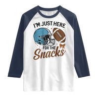 Im Just Here For The Snacks Raglan Shirt Bow Football Lover - Wonder Print Shop