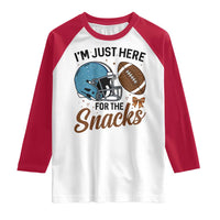 Im Just Here For The Snacks Raglan Shirt Bow Football Lover - Wonder Print Shop