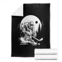 Bigfoot Playing Ice Hockey Throw Blanket Funny Cryptid Sports Gift - Wonder Print Shop