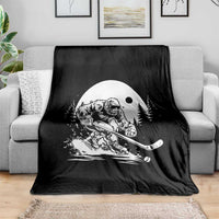 Bigfoot Playing Ice Hockey Throw Blanket Funny Cryptid Sports Gift - Wonder Print Shop