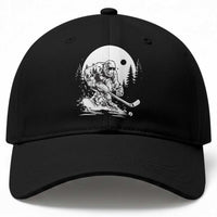 Bigfoot Playing Ice Hockey Baseball Cap Funny Cryptid Sports Gift