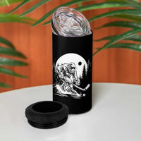 Bigfoot Playing Ice Hockey 4 in 1 Can Cooler Tumbler Funny Cryptid Sports Gift - Wonder Print Shop