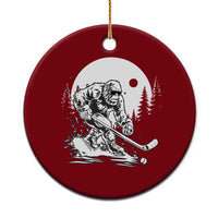 Bigfoot Playing Ice Hockey Ceramic Ornament Funny Cryptid Sports Gift - Wonder Print Shop