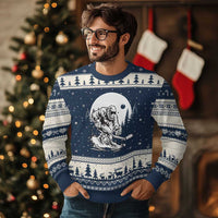 Bigfoot Playing Ice Hockey Ugly Christmas Sweater Funny Cryptid Sports Gift - Wonder Print Shop