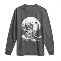 Bigfoot Playing Ice Hockey Long Sleeve Shirt Funny Cryptid Sports Gift - Wonder Print Shop