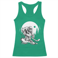 Bigfoot Playing Ice Hockey Racerback Tank Top Funny Cryptid Sports Gift - Wonder Print Shop
