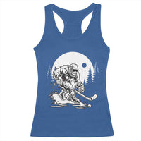 Bigfoot Playing Ice Hockey Racerback Tank Top Funny Cryptid Sports Gift - Wonder Print Shop