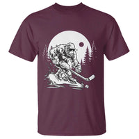 Bigfoot Playing Ice Hockey T Shirt Funny Cryptid Sports Gift - Wonder Print Shop