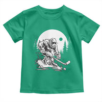 Bigfoot Playing Ice Hockey Toddler T Shirt Funny Cryptid Sports Gift - Wonder Print Shop