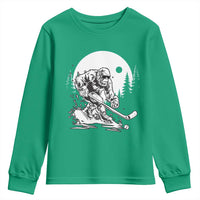 Bigfoot Playing Ice Hockey Youth Sweatshirt Funny Cryptid Sports Gift - Wonder Print Shop