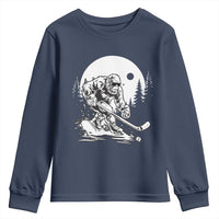 Bigfoot Playing Ice Hockey Youth Sweatshirt Funny Cryptid Sports Gift - Wonder Print Shop